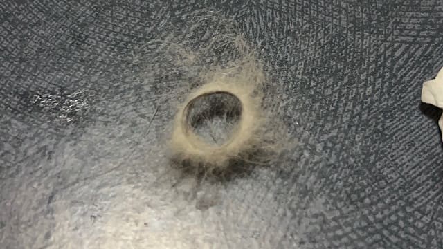 回し車の車軸に絡まってしまったハムスターの毛